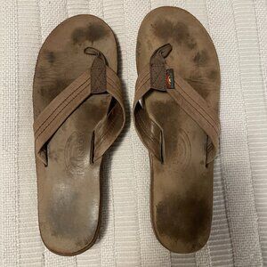 Rainbow Leather Flip Flops, Size 9.5